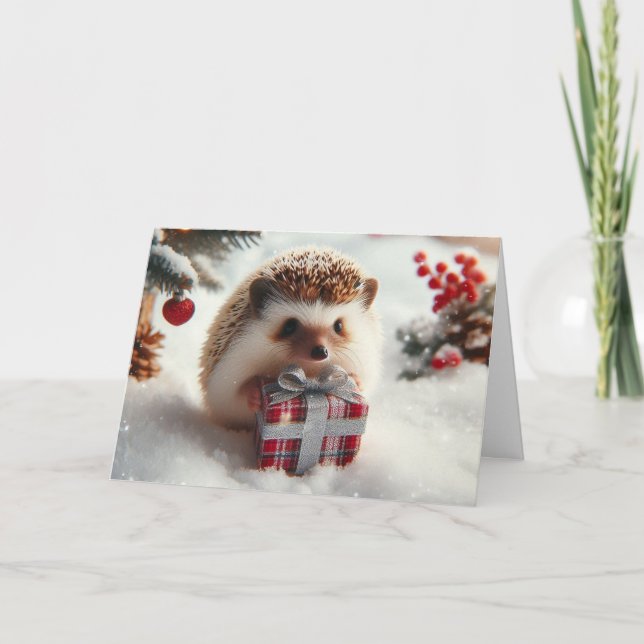 Weihnachtsgrußkarten im Raccoon-Wald Feiertagskarte (Vorderseite)