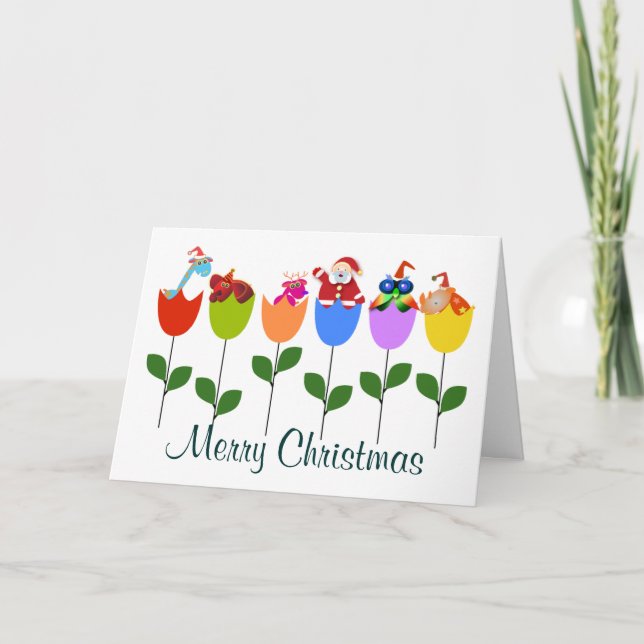 Weihnachtsgrußkarten: Tulpen Feiertagskarte (Vorderseite)