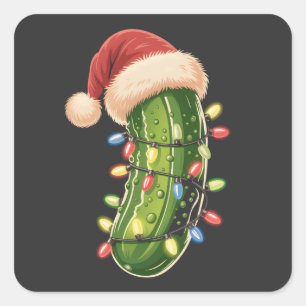 Weihnachtsgurke Gurke In Xmas Licht Gurke  Quadratischer Aufkleber