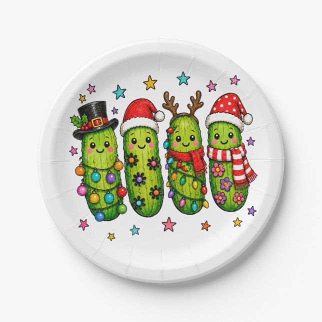 Weihnachtsgurken-Crew Pappteller (Vorderseite)