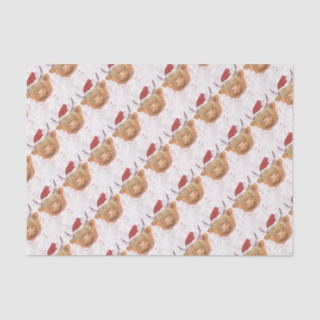 Weihnachtsgurren Hochland-Kuh mit Weihnachtshut Seidenpapier (Vorderseite)