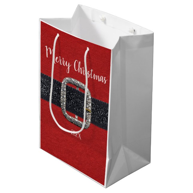 Weihnachtsgürtel frohe Weihnachten Mittlere Geschenktüte (Vorderseite Schrägansicht)
