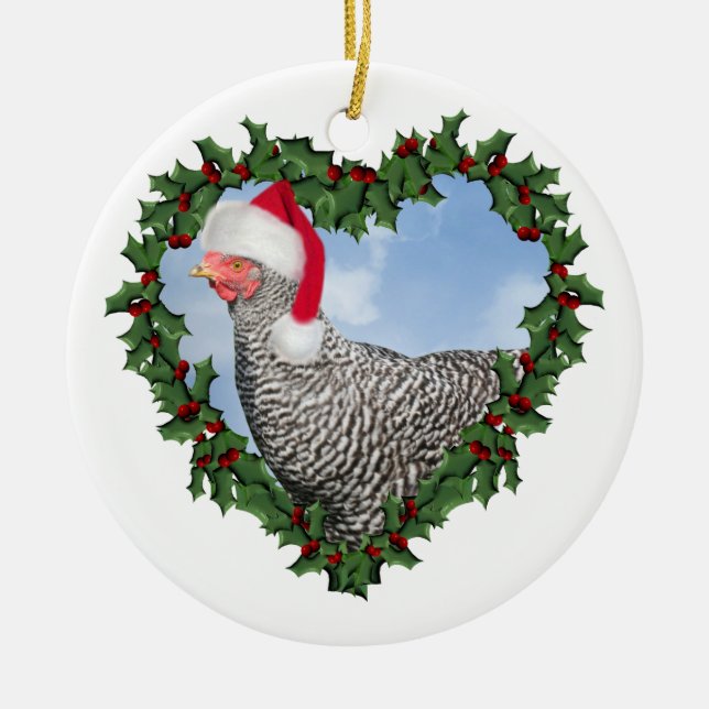 Weihnachtshähnchen * Barred Rock Chicken Keramik Ornament (Vorne)