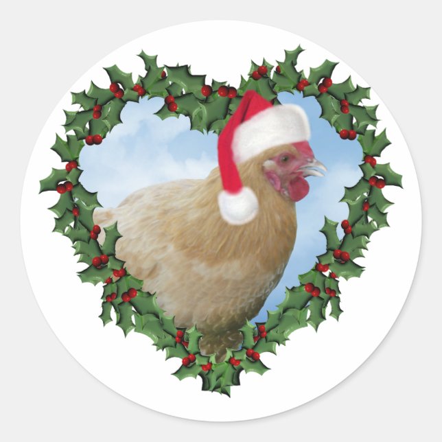 Weihnachtshähnchen * Buff Orpington Runder Aufkleber (Vorderseite)