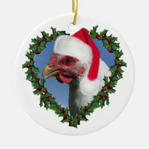 Weihnachtshähnchen * White Plymouth Rock Keramik Ornament