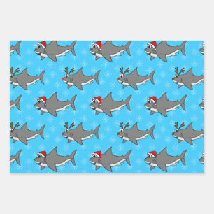 Weihnachtshai Pattern Wildlife Naturok Funny Geschenkpapier Set