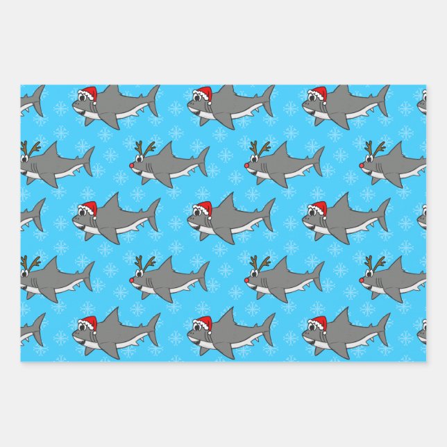 Weihnachtshai Pattern Wildlife Naturok Funny Geschenkpapier Set (Vorderseite)