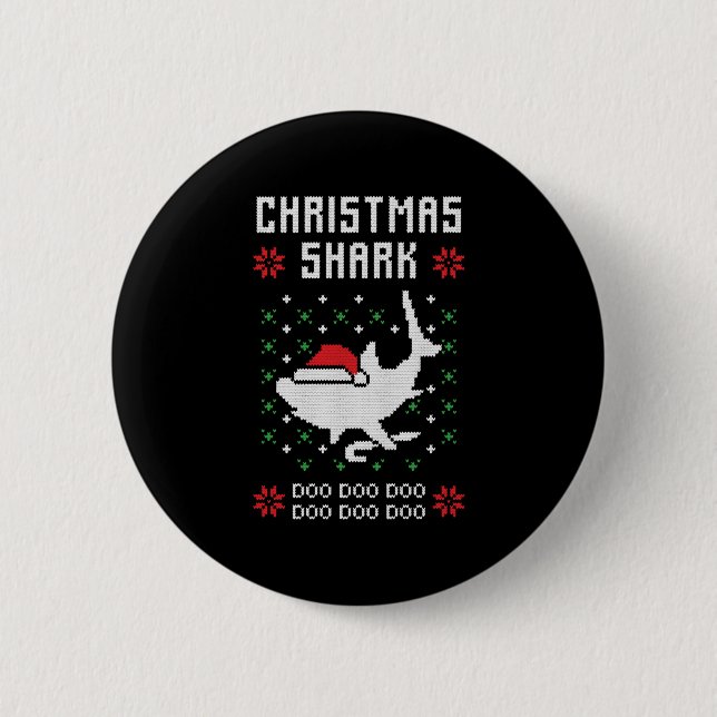 Weihnachtshai Ugly Weihnachten Button (Vorderseite)
