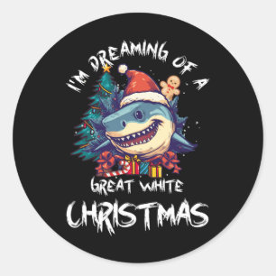 Weihnachtshai Weihnachtsmannmütze Xmas Santa Jaws Runder Aufkleber
