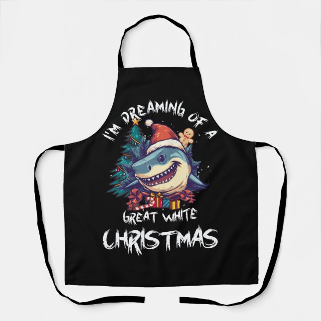 Weihnachtshai Weihnachtsmannmütze Xmas Santa Jaws  Schürze (Vorderseite)