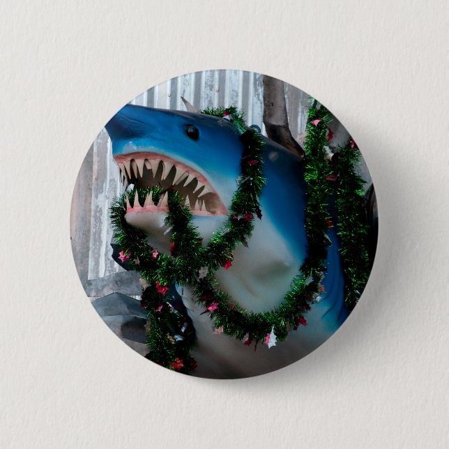 Weihnachtshaifischknopf Button (Vorderseite)