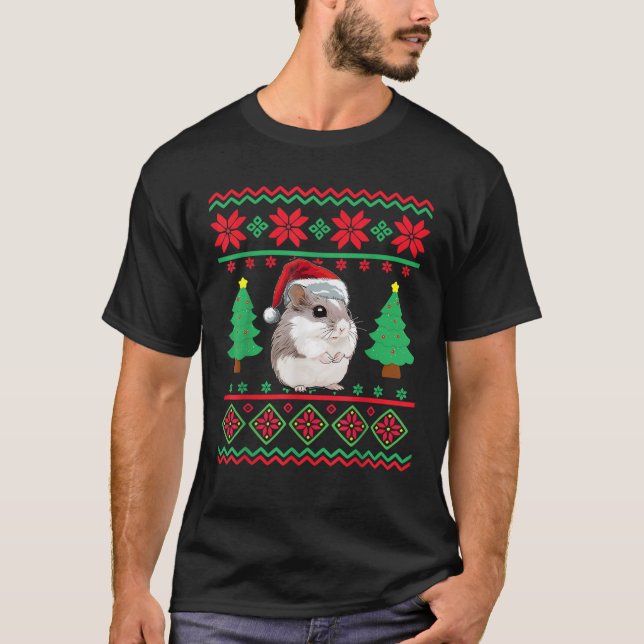 Weihnachtshamster Weihnachtsmannmütze Ugly Sweater T-Shirt (Vorderseite)