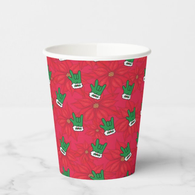 Weihnachtshandschuhe, ASL ILL, Weihnachten ASL Pappbecher (Links)