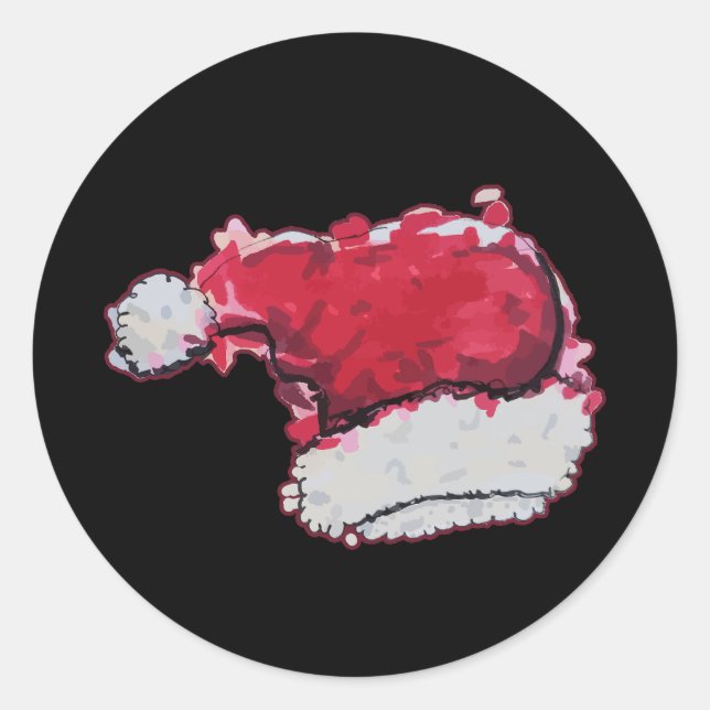 WeihnachtsHat Runder Aufkleber (Vorderseite)