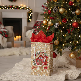 Weihnachtshaus auf Papier-Tasche-Look Kleine Geschenktüte