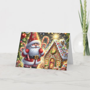 Weihnachtshaus aus Lebkuchen von Santa Feiertagskarte