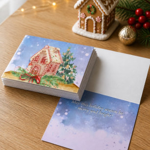 Weihnachtshaus aus Lebkuchen Wasserfarben-Grußkart Karte