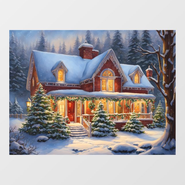 Weihnachtshaus Fensterklammer Fensteraufkleber (Blatt)