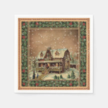 Weihnachtshaus im Schnee Dekoupage