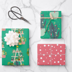 Weihnachtshaus-Pflanze Geschenkpapier Set