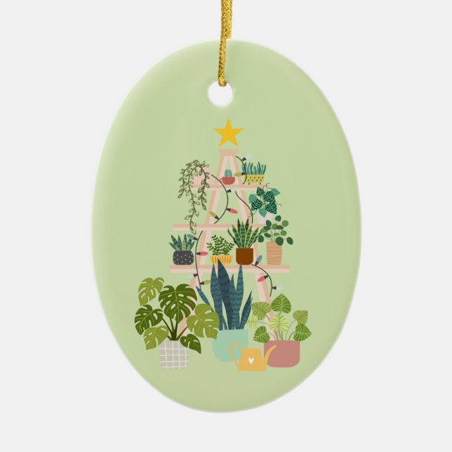 Weihnachtshaus-Pflanze Keramik Ornament (Vorne)