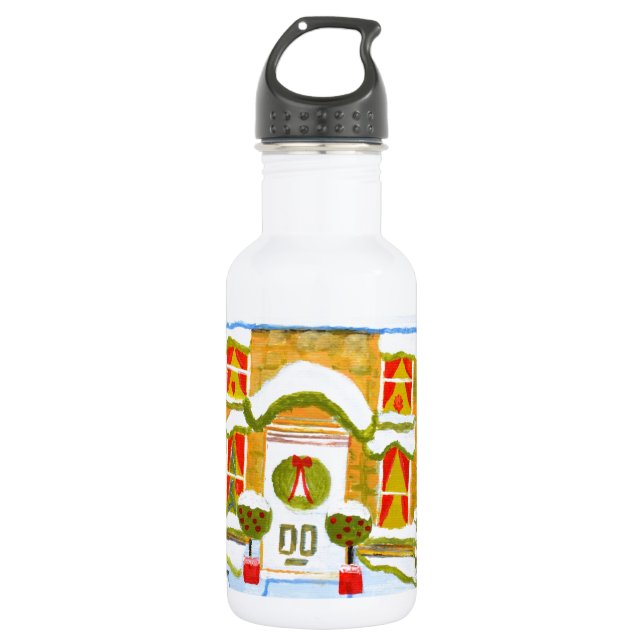 Weihnachtshaus Trinkflasche (Vorderseite)