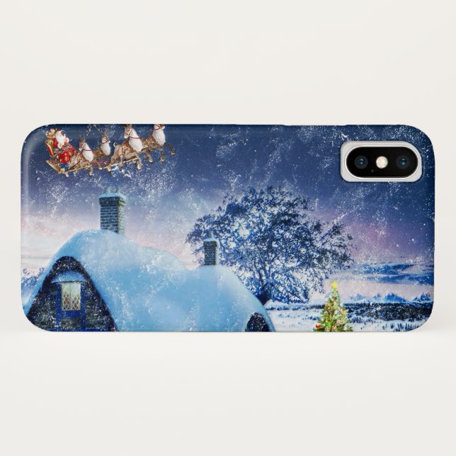 Weihnachtshaus und Weihnachtsmann Case-Mate iPhone Hülle (Rückseite (Horizontal))