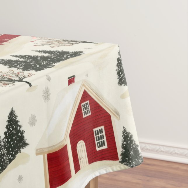 Weihnachtshaus Winterlandschaft Bauernhof Tischdecke (Beispiel)