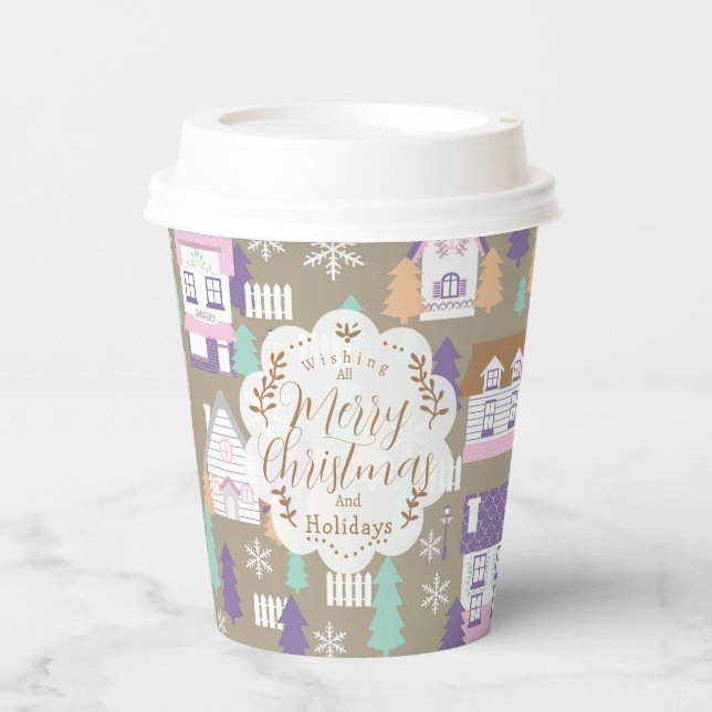 Weihnachtshäuser Brown Paper Cups Pappbecher (Vorderseite)