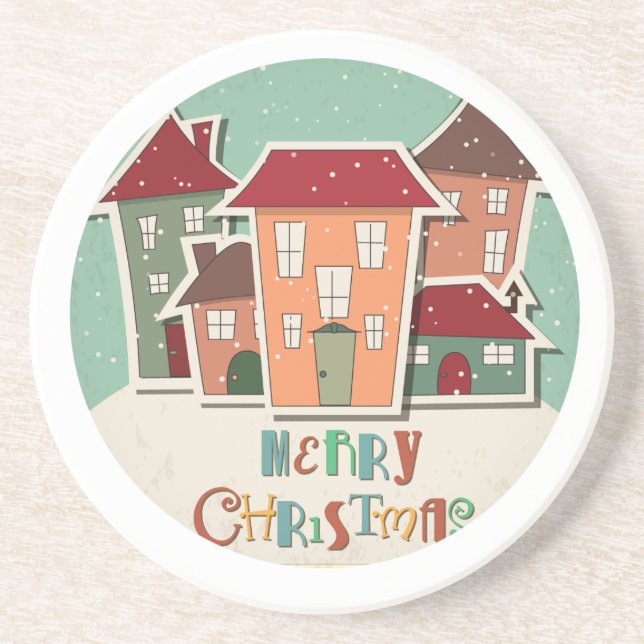 Weihnachtshäuser Design Holiday Untersetzer (Vorne)