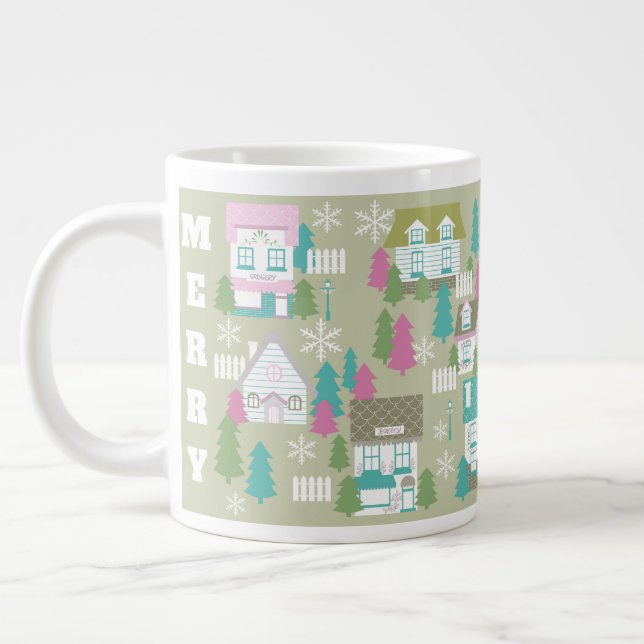Weihnachtshäuser grün Jumbo-Tasse (Links)