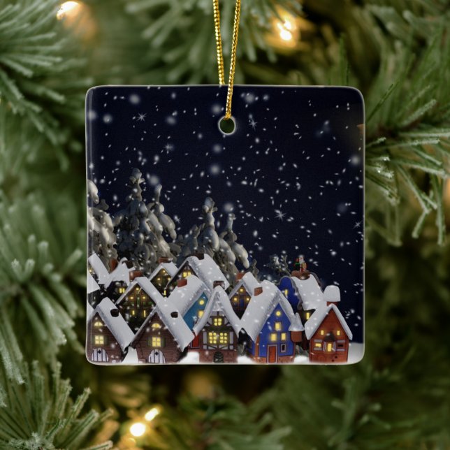 Weihnachtshäuser Keramikornament (Baum)