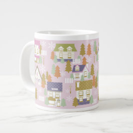 Weihnachtshäuser Pink Jumbo-Tasse