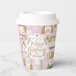 Weihnachtshäuser Pink Paper Cups Pappbecher