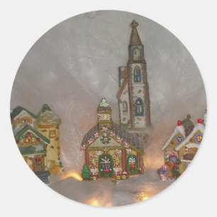 Weihnachtshäuser Runder Aufkleber