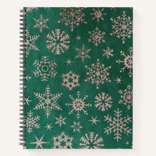 Weihnachtsheft in Grün und Goldschnee Notizbuch