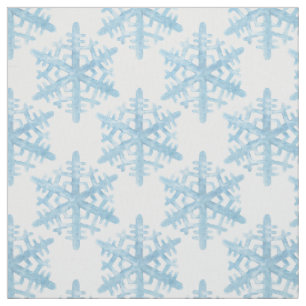 Weihnachtshellblaues Aquarell-Schneeflocke-Muster Stoff