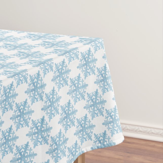 Weihnachtshellblaues Aquarell-Schneeflocke-Muster Tischdecke (Beispiel)