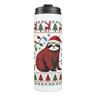 Weihnachtshemd für Faultierliebhaber-Geschenk Sant Thermosbecher