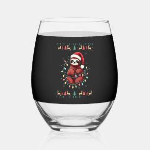 Weihnachtshemd für Faultierliebhaber-Geschenk Sant Weinglas Ohne Stiel