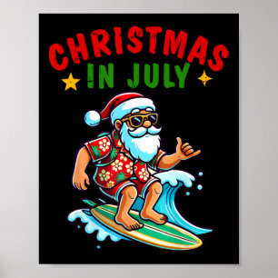 Weihnachtshemd im Juli Jungen Kinder Santa Surfen Poster