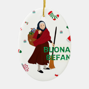 Weihnachtshexe Buona Befana Keramikornament