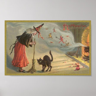 Weihnachtshexe, Katze Poster
