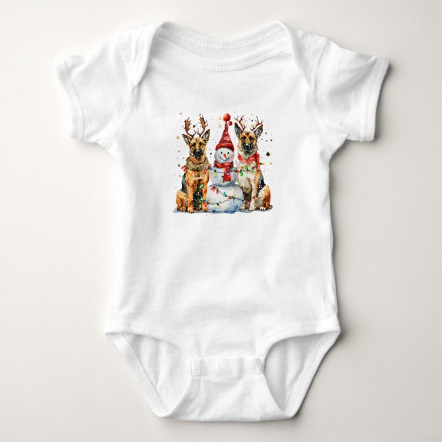 Weihnachtshirdhunde Baby Strampler (Vorderseite)