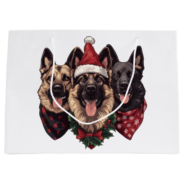 Weihnachtshirdhunde Große Geschenktüte (Vorderseite)