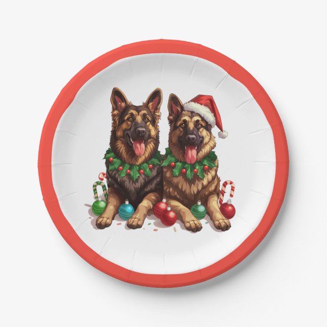 Weihnachtshirdhunde Pappteller (Vorderseite)