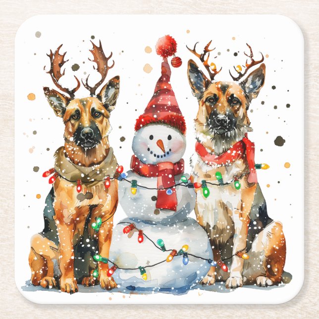Weihnachtshirdhunde Rechteckiger Pappuntersetzer (Vorderseite)