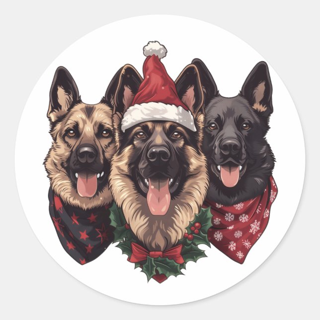 Weihnachtshirdhunde Runder Aufkleber (Vorderseite)