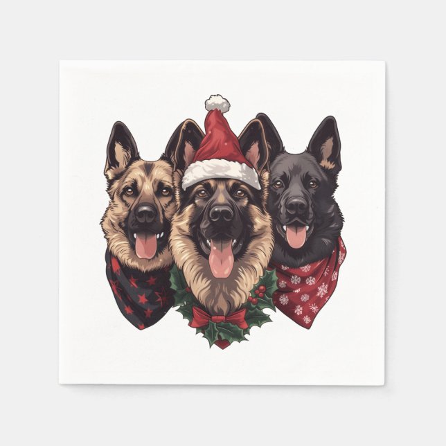 Weihnachtshirdhunde Serviette (Vorderseite)