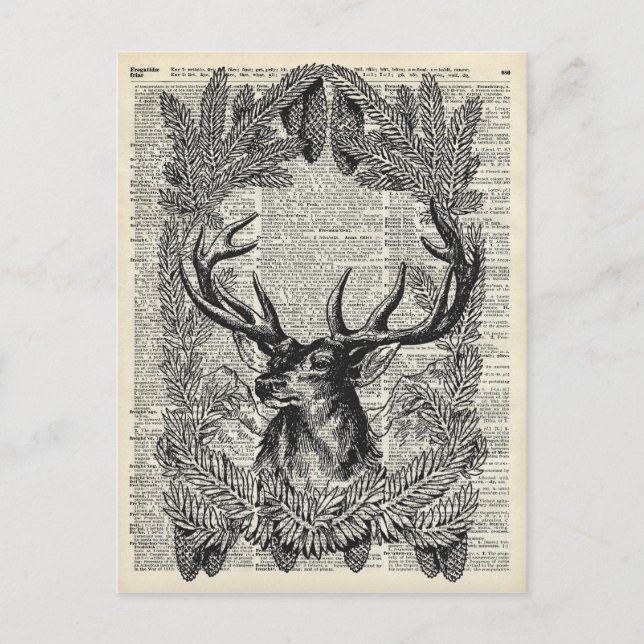 Weihnachtshirsch Feiertagspostkarte (Vorderseite)